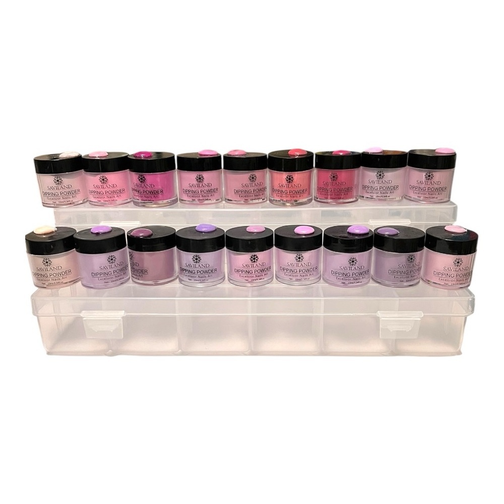Saviland Dip Powder - Set of 18 - PINK/PURPLE shades
